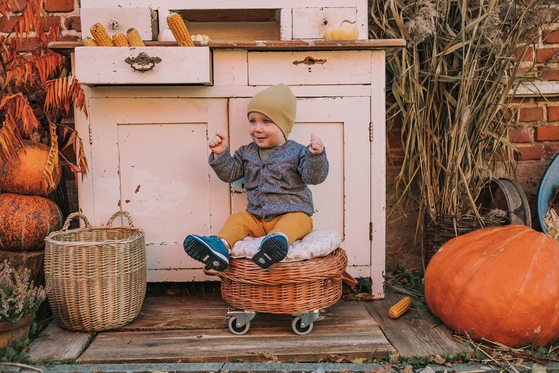 Coffre mobile en osier, coffre en osier avec doublure, coffre de rangement en osier, panier à linge, décoration d'intérieur, jouet enfant panier en osier, décoration d'intérieur image 6