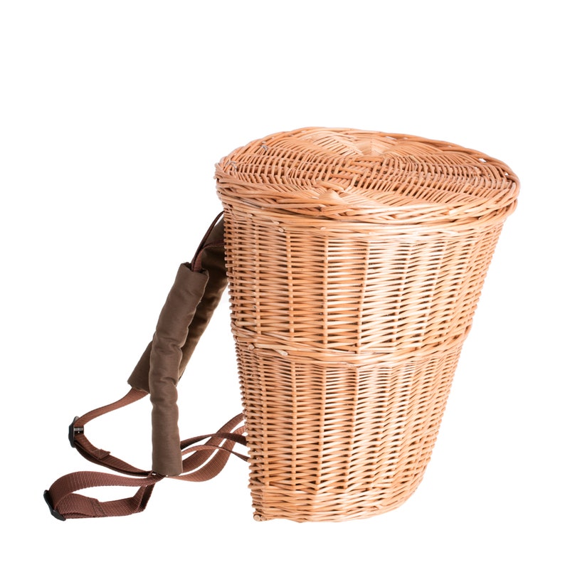 Wicker Backpack Continer for Collecting Fruits With Lid Etsy
