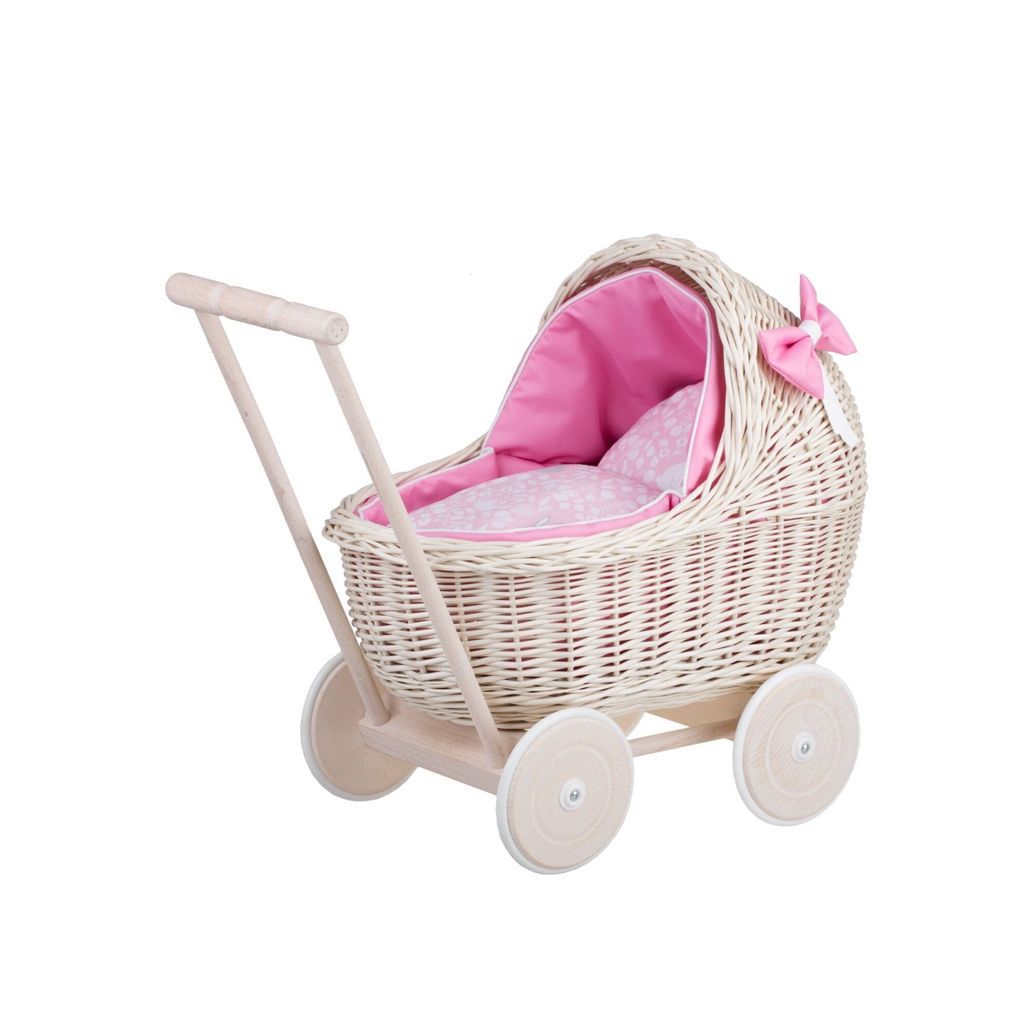 White wicker cheap pram