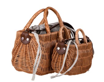 Sac en osier naturel, panier fait à la main, sac avec bracelet en cuir, sac à main écologique, panier écologique, sac à main pour dames