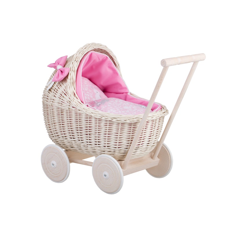 Wicker Kinderwagen, Wicker Doll Kinderwagen, Wicker Doll Kinderwagen, Natural Doll Wagen, Doll Kinderwagen, Doll Kinderwagen, Kinderwagen Pink