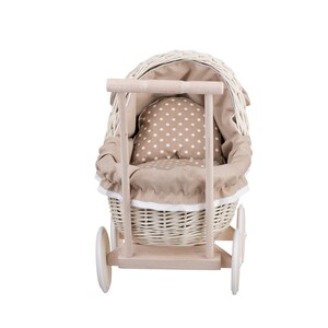 Rieten kinderwagen, rieten poppenwagen, rieten poppenwagen, natuurlijke poppenwagen, Willow Doll kinderwagen, poppenwagen, perfect cadeau afbeelding 6