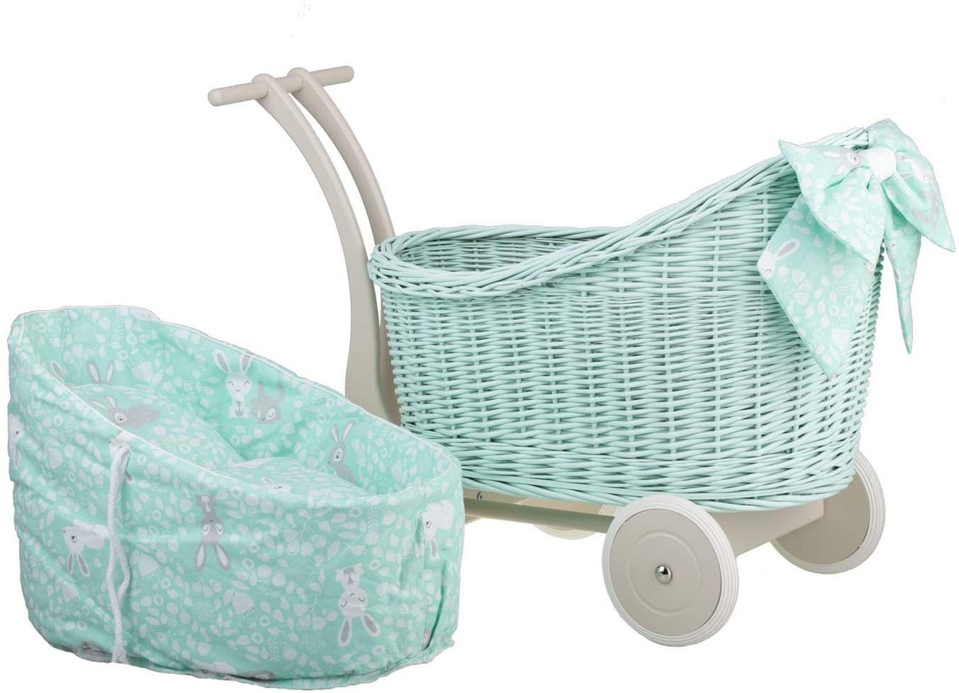 Wicker Dolls Pram with bedding exclusive eco toy for girl Etsy