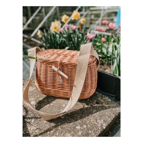 Fish Basket, Woven Wicker Fishing Basket Fish Basket With Shoulder