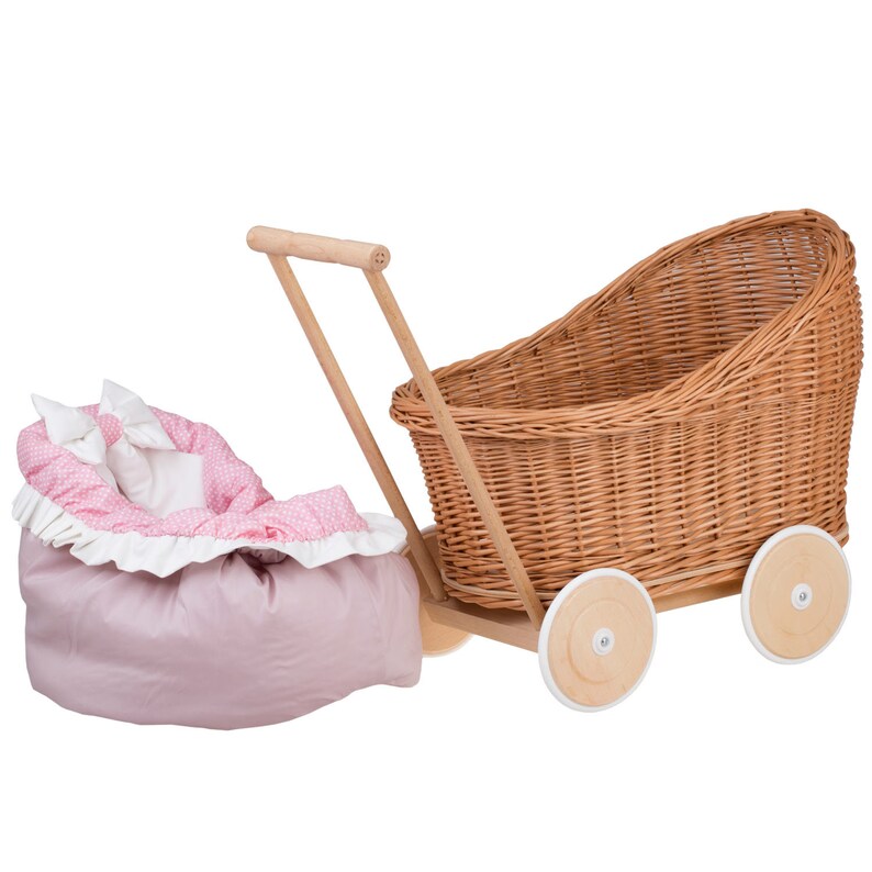 Wicker Dolls Pram with bedding exclusive eco toy for girl Etsy
