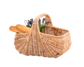 Wicker Shopping Basket, Picnic Basket, Natural Wicker Basket, Handmade, Storage Picnic, Ecological Basket