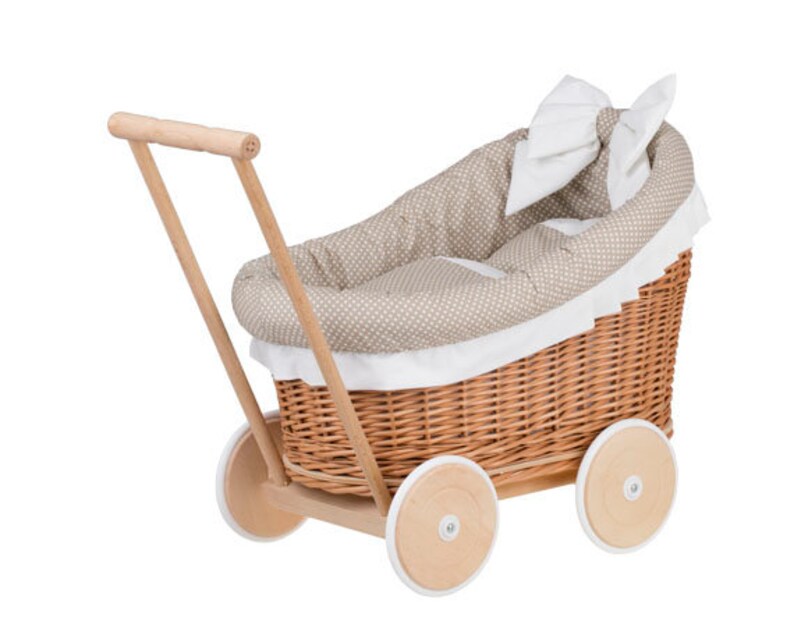 Wicker Dolls Pram with bedding exclusive eco toy for girl Etsy