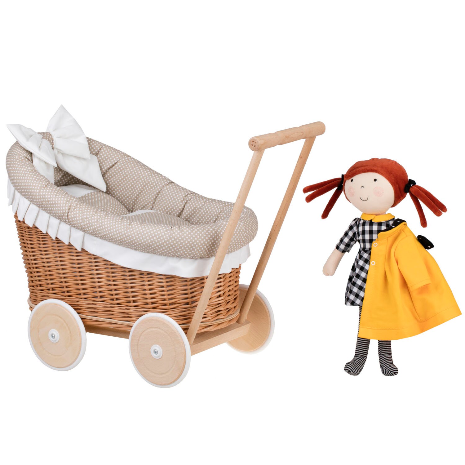 Wicker Dolls Pram with bedding exclusive eco toy for girl Etsy