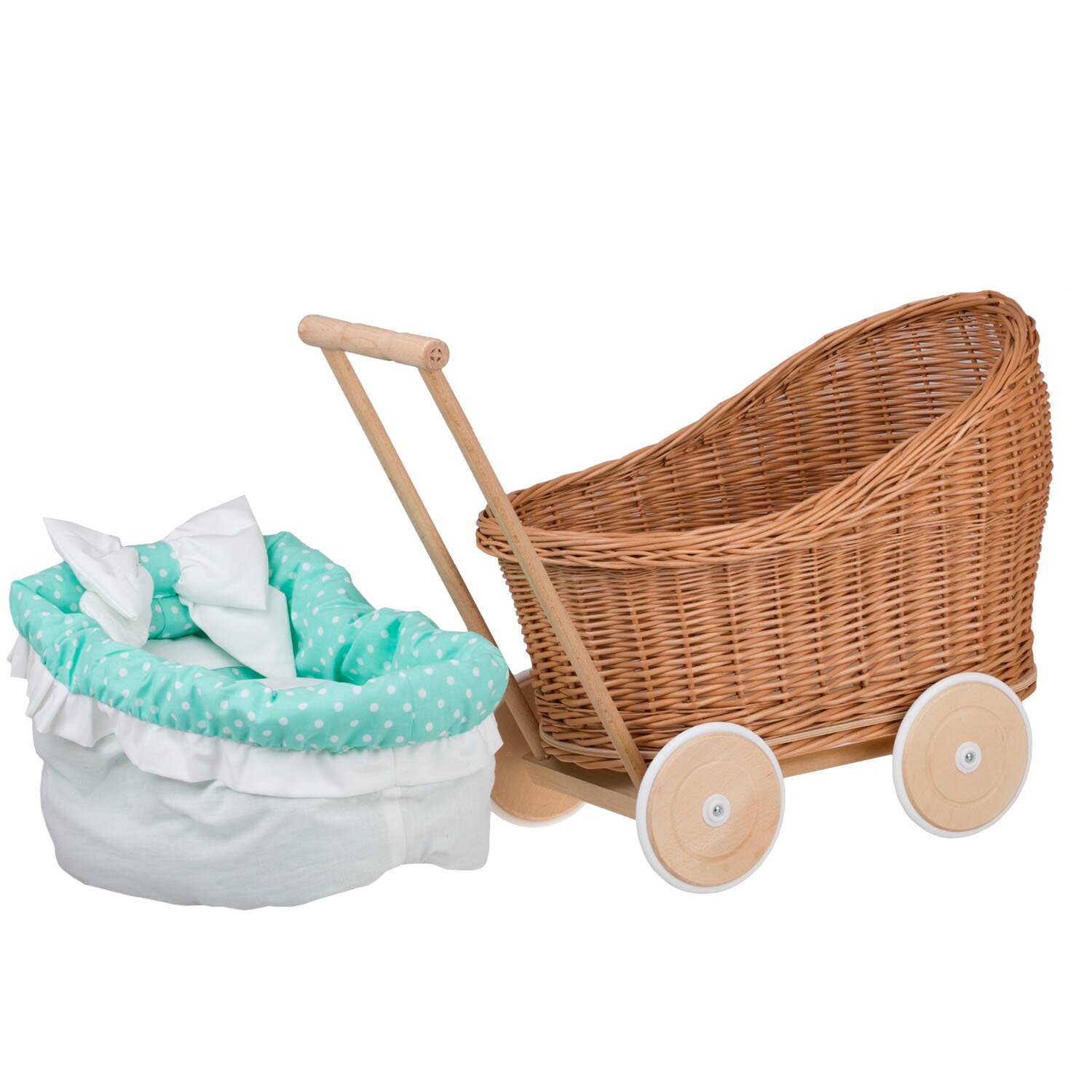Wicker Dolls Pram with bedding exclusive eco toy for girl Etsy