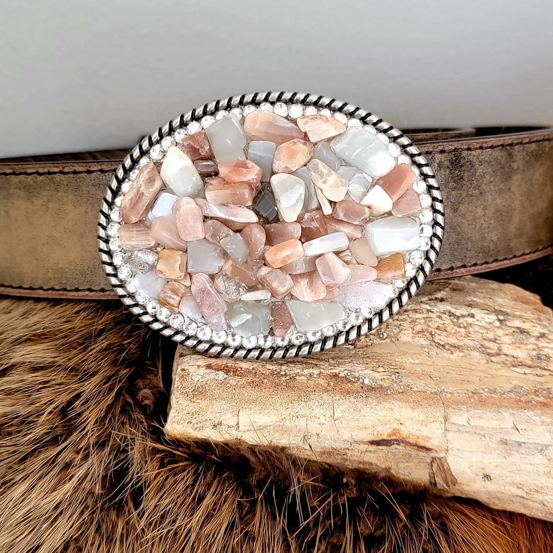 Moonstone Belt Buckle Yellowstone Cowgirl Custom Buckle Handmade Belt Buckle One of a Kind