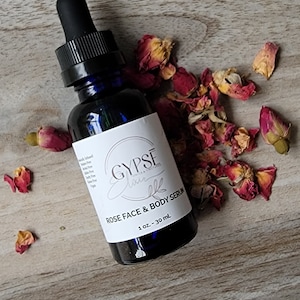Rose Face Serum | Rose Body Oil | Organic Skin Care | Botanical Face and Body Oil Serum Organic Face Serum Plant Based Skincare Rose Oil