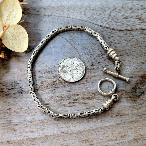 Sterling Byzantine 8" Vintage Bracelet, Italian S… - image 1