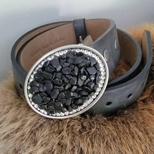 Gemstone Belt Buckle | Handmade Belt Buckle | Tourmaline Buckle | Yellowstone Fashion| Cowgirl One of a Kind Buckle | Black Belt Buckle