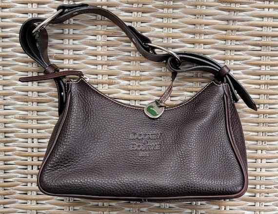 DOONEY & BOURKE Leather Purse 12 X 4 X 8 Cream Pebbled w/ Dark Brown Trim  Lined | eBay