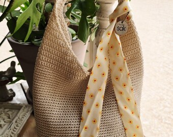 THE SAK Retro Boho Brown Crocheted Hobo Backpack The SAK Woven Crochet Hobo Retro Boho shoulder bag Browns  main image 2