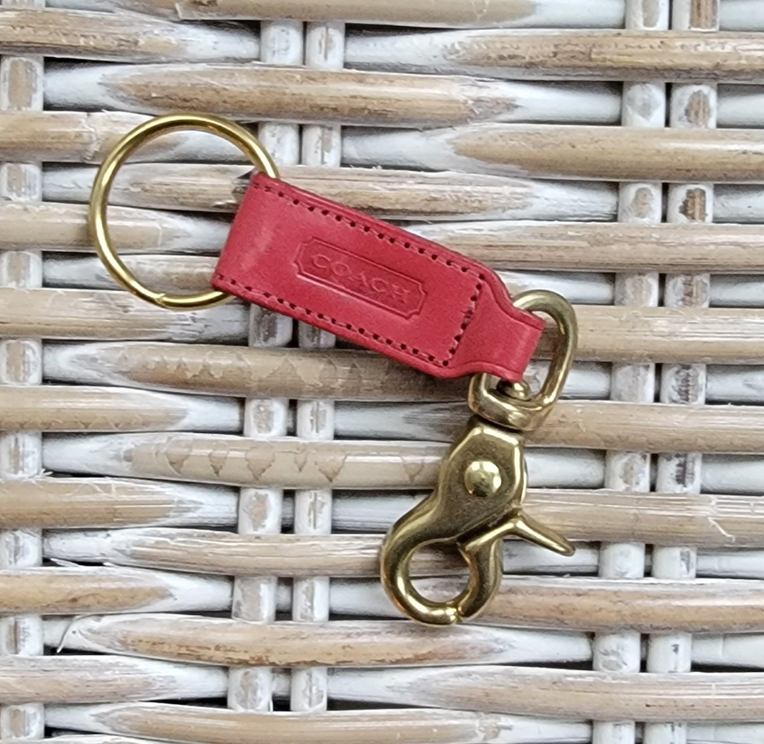 Vintage Coach British Tan Trigger Snap Key Fob 