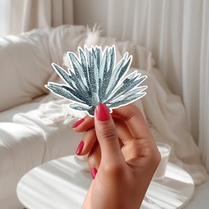 Calcomanía de vinilo troquelada con purpurina de agave, regalo para amantes de las plantas, calcomanía para computadora portátil, calcomanía para botella de agua, decoración de cactus, calcomanía boho chic