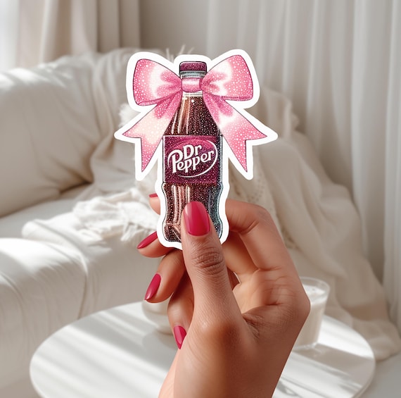 Glitter Dr Pepper Bottle Sticker: Satin Vinyl Decal