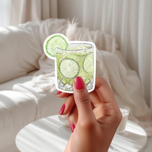 Margarita glittersticker, vinylsticker met limoen, leuke dranksticker, baraccessoires, drinkgerei decoratie, cadeau Margarita minnaar, tropisch