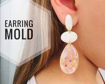 Silicone mold  earrings oval  . Mold oval for epoxy resin. Super gloss resin mold. Jewelry earrings form oval . Rubber mould oval.