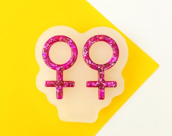 Molde para aretes con símbolo de género femenino: Signo de Venus de silicona para resina