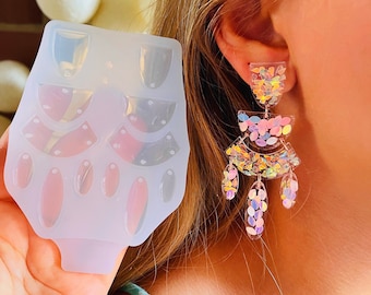 Molde de silicona para pendientes de forma libre: joyería de resina moderna