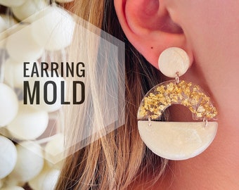 Silicone moule boucles d’oreilles modernes arc . Moule pour résine uv et époxy. Moule en résine super brillante. Forme de boucles d’oreilles de bijoux