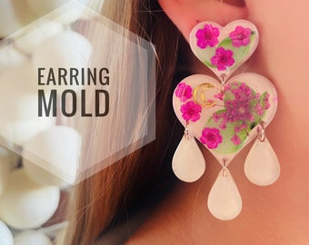 Boucles d’oreilles en silicone. Moule pour résine époxy et UV.