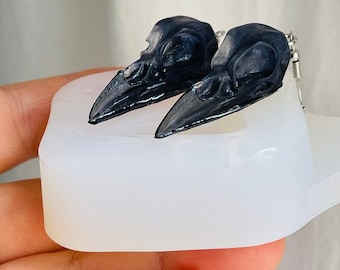 Earrings molds. Raven skull.