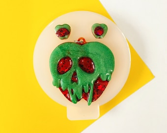 Poison Apple Silicone Mold for epoxy. Set pendant & stud earrings. Super glossy resin mold. Jewelry diy form star pendant Poison Apple .