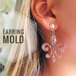 Mold for earrings in the form of a royal lily. Form for epoxy or UV resin.