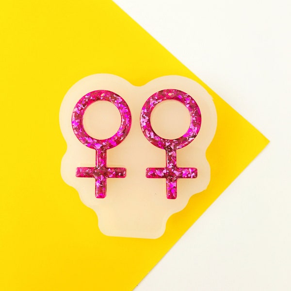 Earrings  Female Gender Symbol Mold. Silicone mold for epoxy and UV resin. Clear gloss resin from. Venus Sign Earrings