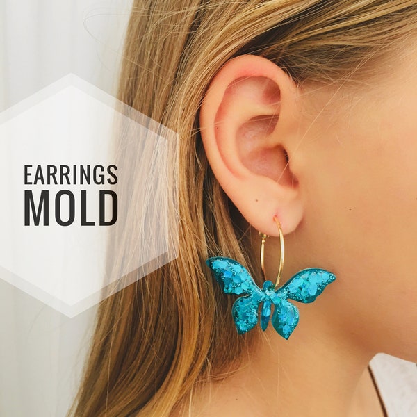 Mold silicone butterflies. Butterflies earrings mold  for epoxy and UV resin. Butterflies Form. Resin jewelry earrings.