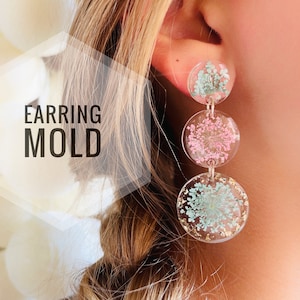 Silicone mold earrings a circle . Mold ring for epoxy and UV resin. Mold earrings a circle.