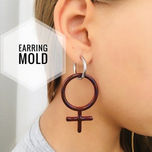 Earrings  Female Gender Symbol Mold. Silicone mold for epoxy and UV resin. Clear gloss resin from. Venus Sign Earrings