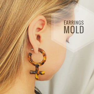 Earrings  Female Gender Symbol Mold. Silicone mold for epoxy and UV resin. Clear gloss resin from. Venus Sign Earrings