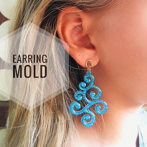 Mold for earrings in the form of a Christmas tree. Form for epoxy or UV resin.
