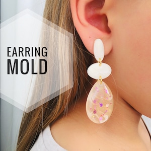 Silicone mold  earrings oval  . Mold oval for epoxy resin. Super gloss resin mold. Jewelry earrings form oval . Rubber mould oval.
