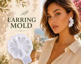 Flower Earring Mold Set: Glossy Silicone Resin DIY Form