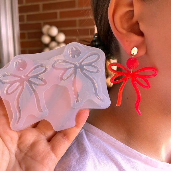 Mold bows for uv and epoxy. Set of earrings. Super glossy resin mold. Jewelry diy form bows pendant.