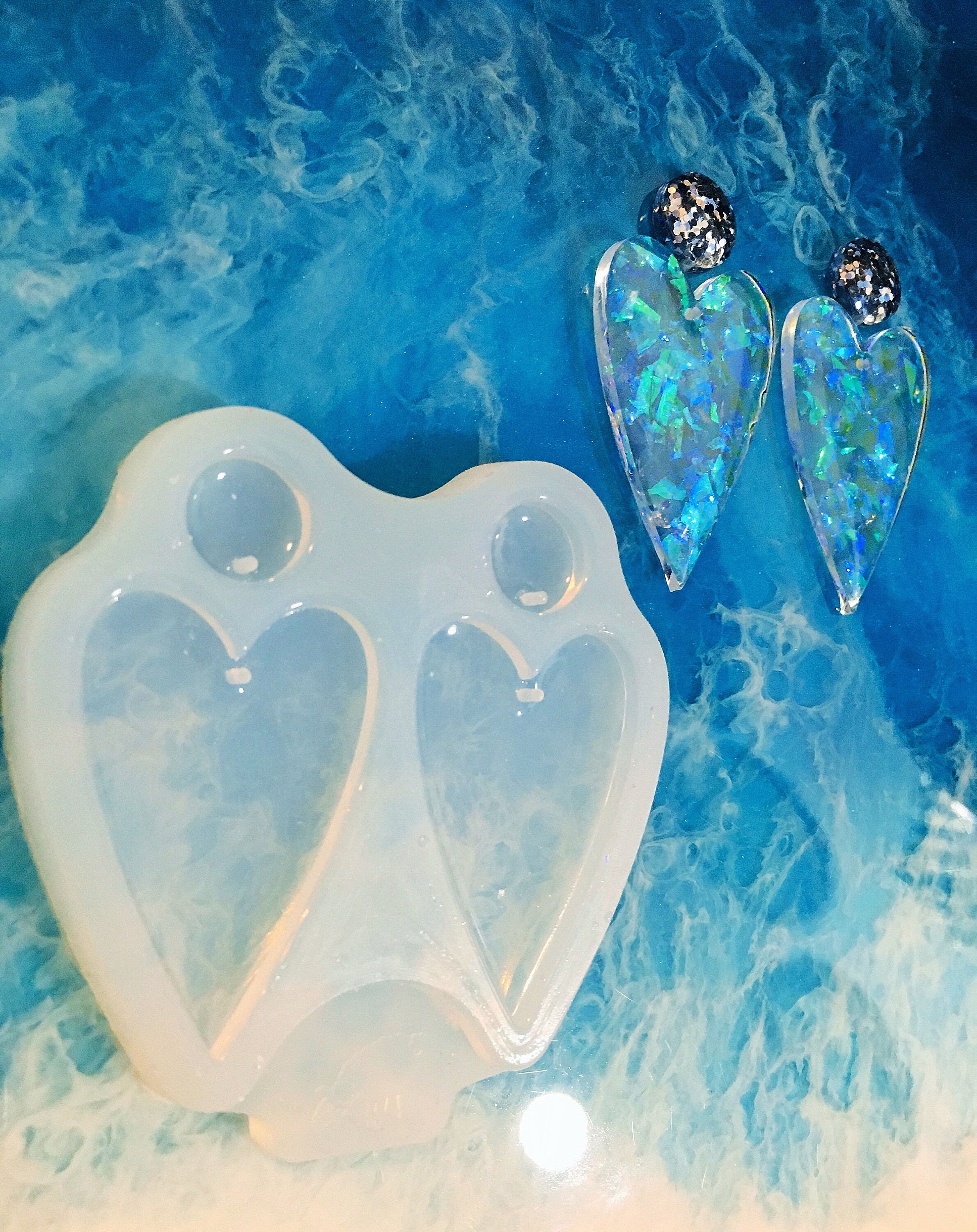 Moule Silicone Pour Bijoux Résine - Forme Cœur, étoile, Fleur - Pour Boucles D'oreilles, Pendentifs - 5