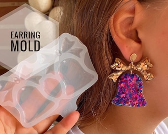 Moule pour boucles d'oreilles cloches de Noël : Jingle Bell en résine époxy