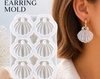25 mm Seashell Resin Mold | Silicone Earring Mold for Epoxy & UV Resin