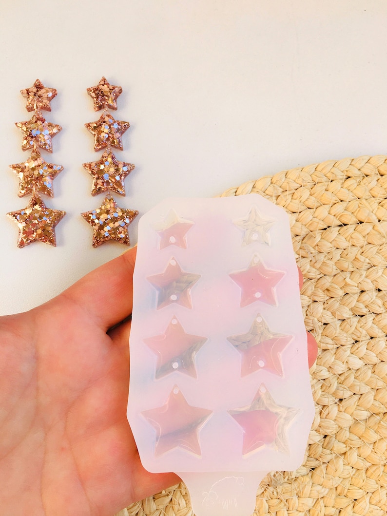 Silicone mold for UV and epoxy resin Clear gloss resin from stars.Stars Earrings.Set of do-it-yourself earrings Stud earrings stars Mold