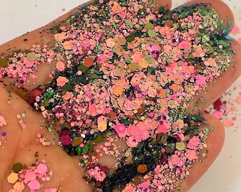 Tropical Chameleon Glitter Mix, Pink Green Chunky Glitter for Resin, Color Shift Glitter, Epoxy Resin Supplies, Jewelry Making