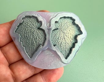 Textured Leaf Silicone Mold | 35mm Resin Earrings Mold | Botanical Jewelry Mold