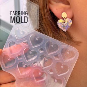 Molde de silicona – Pendientes de corazón pequeños para resina epoxi y UV (18 mm)