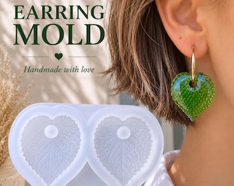 Textured Leaf Silicone Mold | 30mm Resin Earrings Mold | Botanical Jewelry Mold