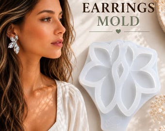 Flower Earring Mold Set: Glossy Silicone Resin DIY Form