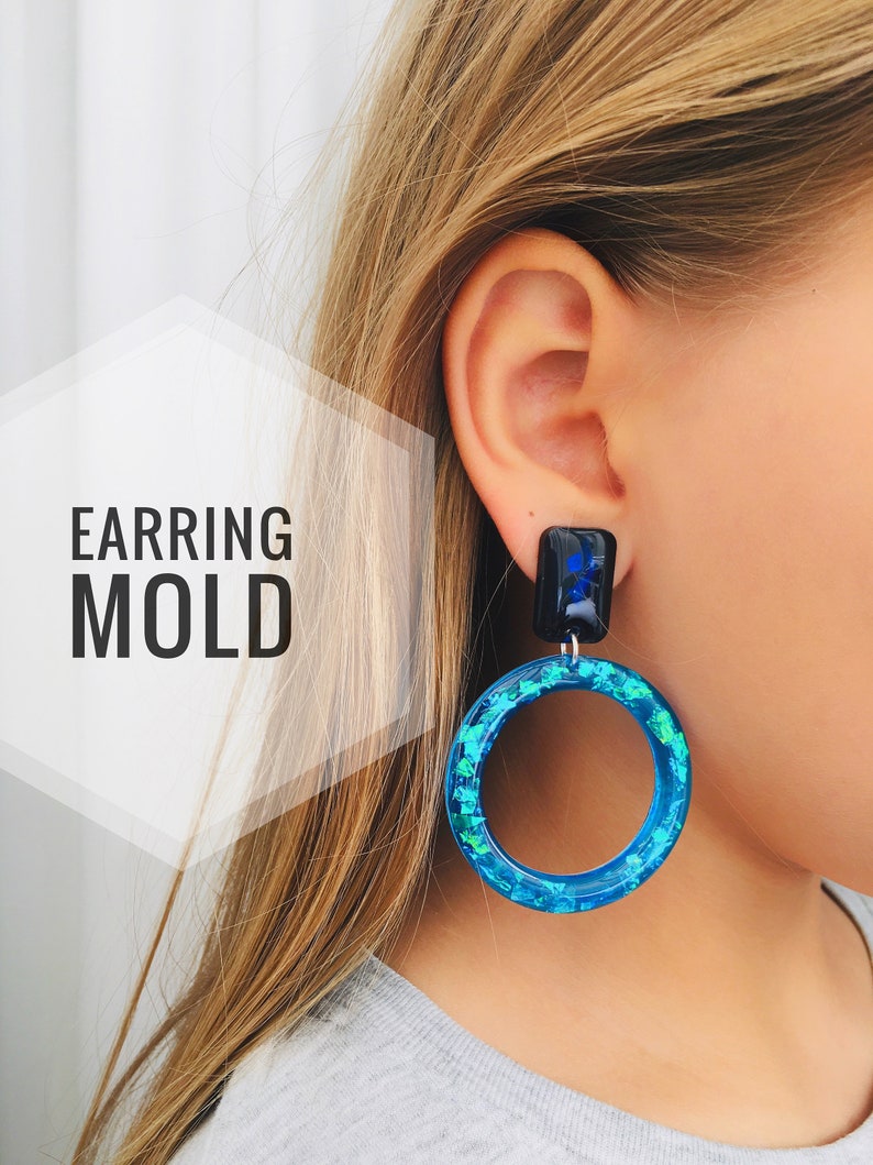 Mold earrings circles Mold ring for epoxy and UV resin Jewelry earrings from round Silicone mold earrings ring Rubber mould ring.